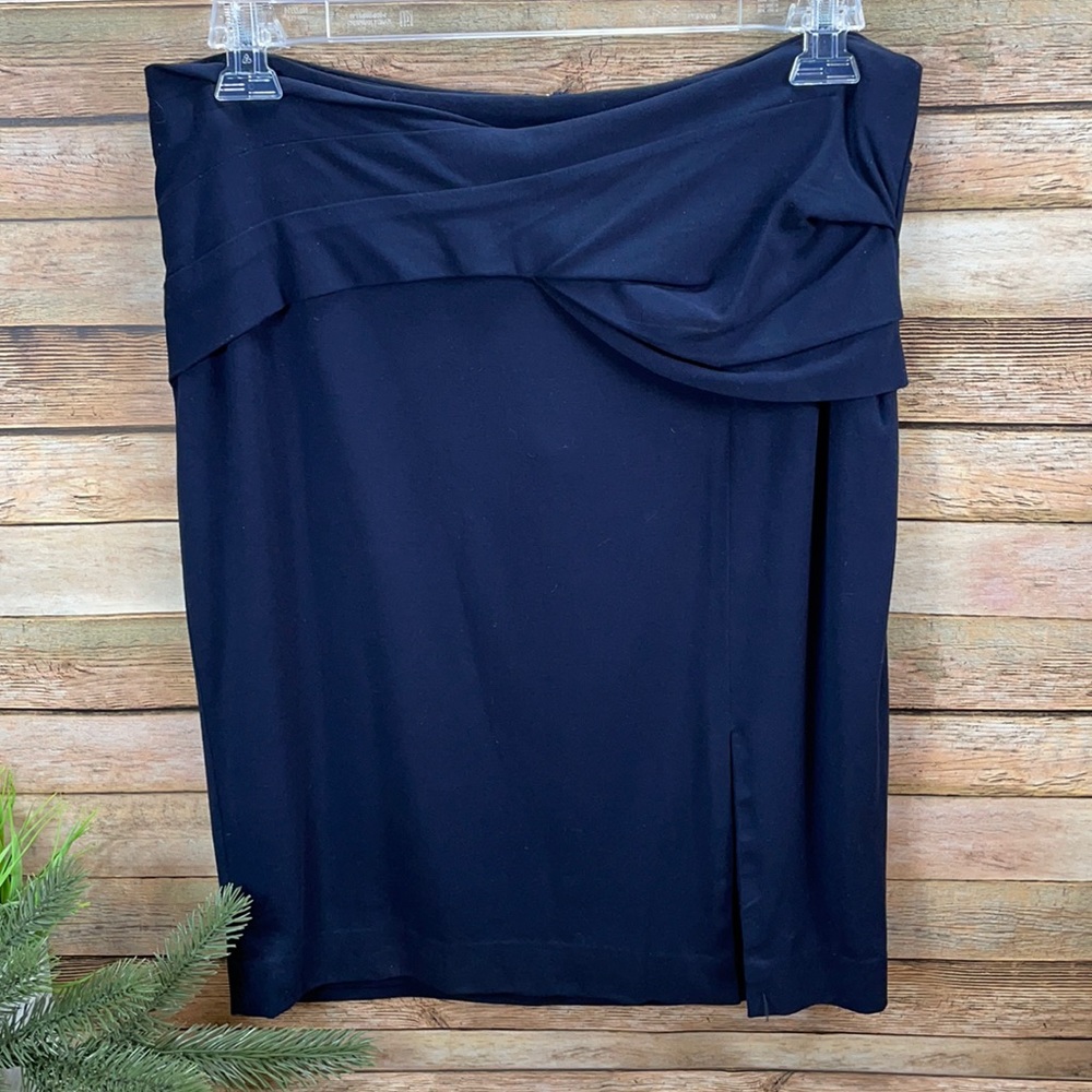 Cache Skirt Size 14 Navy Blue and Silver